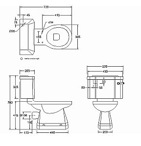 Унитаз напольный Burlington P5 + C1 WAL с бачком купить в интернет-магазине Sanbest