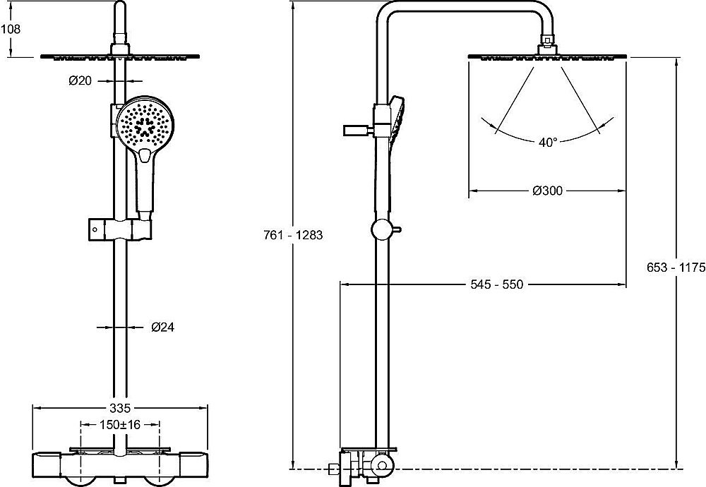 Душевая система с полкой Jacob Delafon METRO E26589-CP купить в интернет-магазине сантехники Sanbest