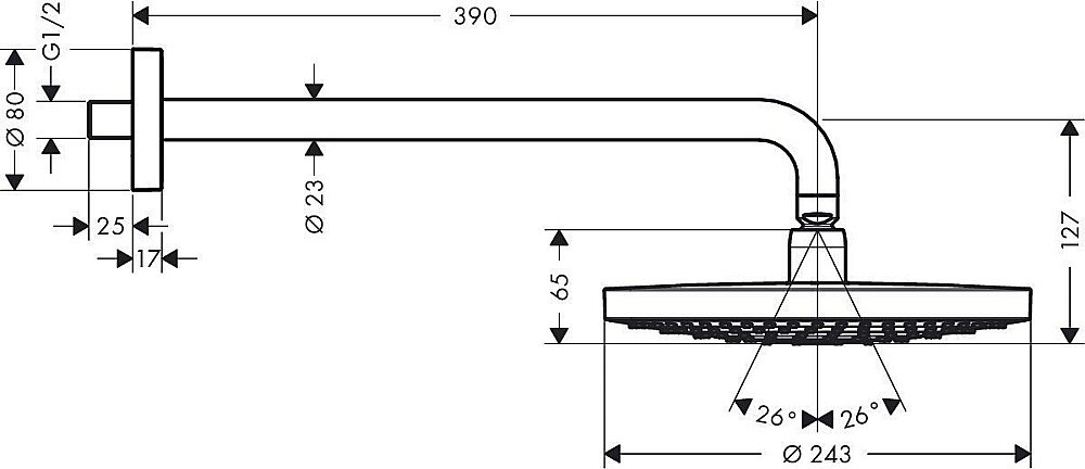 Верхний душ Hansgrohe RD Select S 240 2jet 26466400 белый/хром купить в интернет-магазине сантехники Sanbest