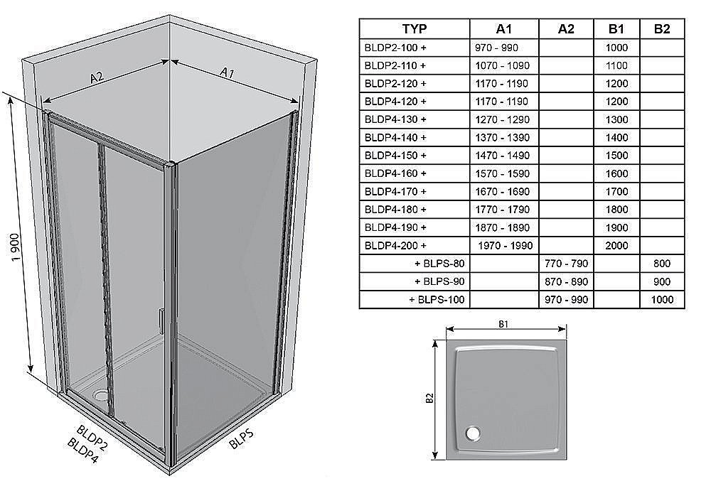 Душевой уголок Ravak Blix BLDP4 120х100 белый + транспарент купить в интернет-магазине Sanbest