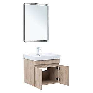 Тумба с раковиной Aquanet Оптима 60 344803+301803 светлый дуб для ванной в интернет-магазине Sanbest