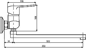 Смеситель для ванны Dorff Ultra D5095000 хром купить в интернет-магазине сантехники Sanbest