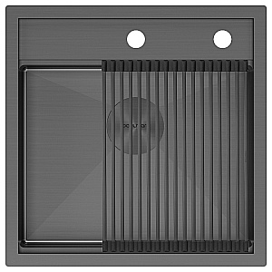 Кухонная мойка Paulmark KRONER-STEP PM345151-GM вороненая сталь купить в интернет-магазине сантехники Sanbest