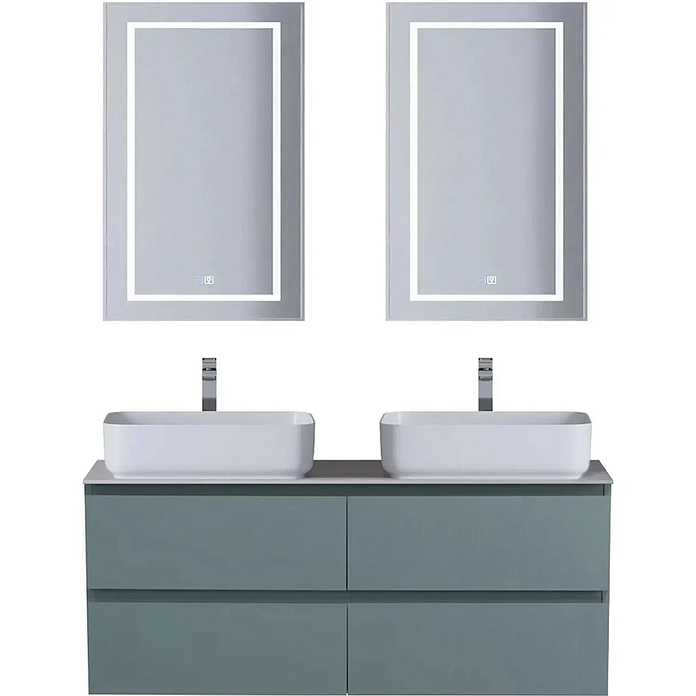 Тумба с раковиной и столещницей BelBagno 120 KRAFT-1200-4C-SO-AO+KEP-120-2-CEM голубая матовая для ванной в интернет-магазине Sanbest