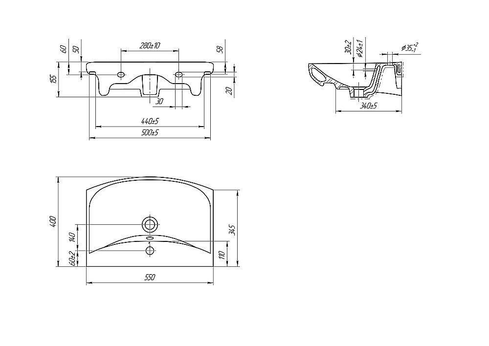 Раковина на пьедестале Cersanit CARINA 55 белая купить в интернет-магазине Sanbest