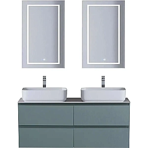 Тумба с раковиной и столещницей BelBagno 120 KRAFT-1200-4C-SO-AO+KEP-120-2-CEM голубая матовая для ванной в интернет-магазине Sanbest