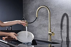 Смеситель для кухни Paulmark Galant Ga213077-LG светлое золото купить в интернет-магазине сантехники Sanbest