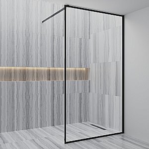 Душевое ограждение PAINI WalkIN100F 100 стекло прозрачное с рисунком/профиль черный купить в интернет-магазине Sanbest