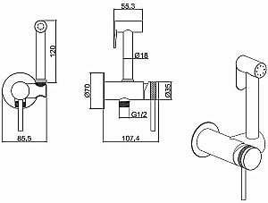 Гигиенический душ Allen Brau Priority 3.0 5.31A29-BN никель брашированный купить в интернет-магазине сантехники Sanbest