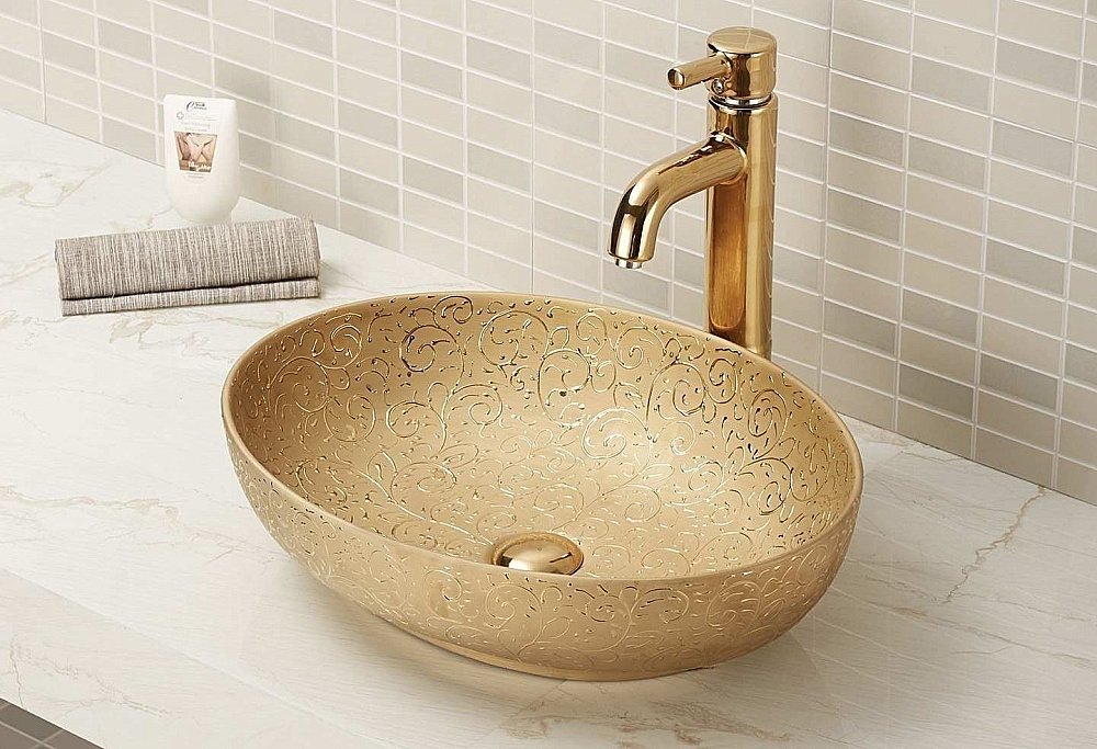 Раковина накладная Gid Lago 51,5 Nc444 52233 золото купить в интернет-магазине Sanbest