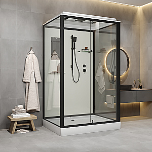 Душевая кабина Niagara Standart ST100/80/15Q/BL 100х80 профиль черный матовый/стекло прозрачное купить в интернет-магазине Sanbest