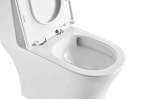 Унитаз моноблок CeramaLux TR455MN безободковый, с крышкой микролифт, белый купить в интернет-магазине Sanbest