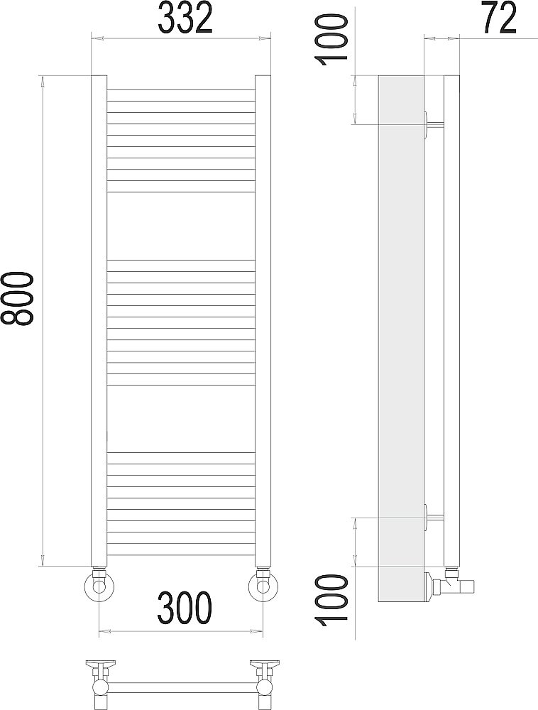 Полотенцесушитель водяной Terminus Аврора П16 300х800 купить в интернет-магазине сантехники Sanbest