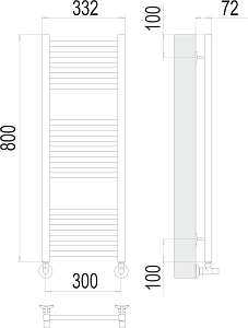 Полотенцесушитель водяной Terminus Аврора П16 300х800 купить в интернет-магазине сантехники Sanbest