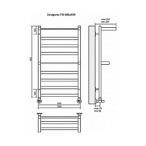 Полотенцесушитель водяной Terminus Хендрикс плюс П9 500x896 купить в интернет-магазине сантехники Sanbest