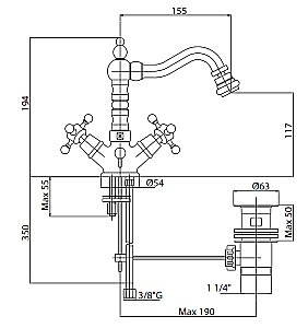 Смеситель для биде Cezares GOLF-BS2-03/24 золото купить в интернет-магазине сантехники Sanbest