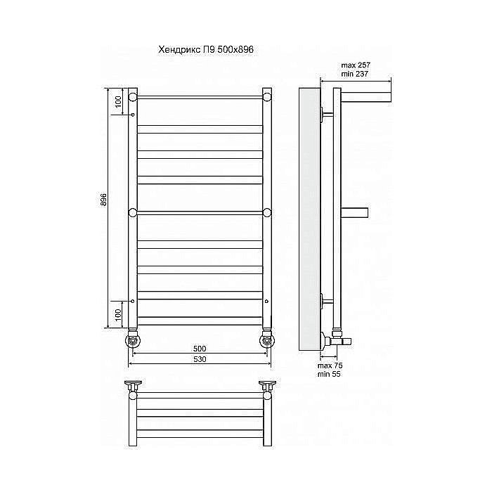Полотенцесушитель водяной Terminus Хендрикс плюс П9 500x896 купить в интернет-магазине сантехники Sanbest