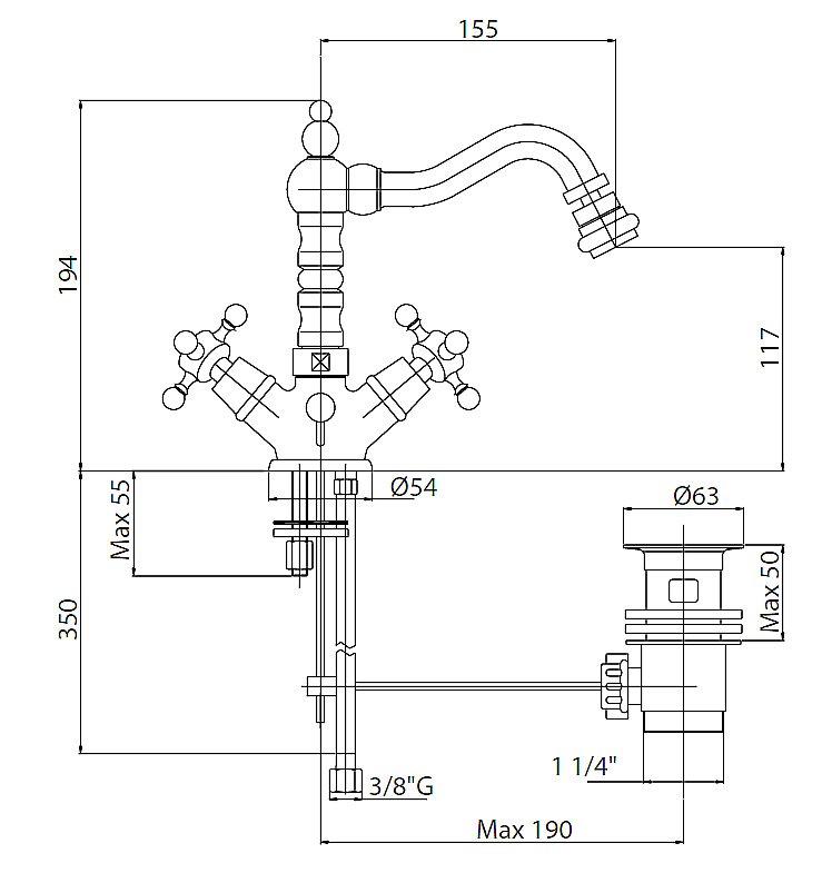 Смеситель для биде Cezares GOLF-BS2-03/24 золото купить в интернет-магазине сантехники Sanbest