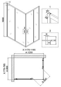 Душевой уголок Niagara Nova NG- 6610-08 80x120 купить в интернет-магазине Sanbest