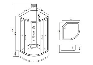 Душевая кабина с гидромассажем Taliente TA-99CW 90х90 стекло прозрачное купить в интернет-магазине Sanbest