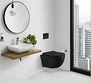 Унитаз подвесной CeruttiSpa ORLTER Aria MBF CT10017 безободковый, с крышкой микролифт, черный матовый купить в интернет-магазине Sanbest