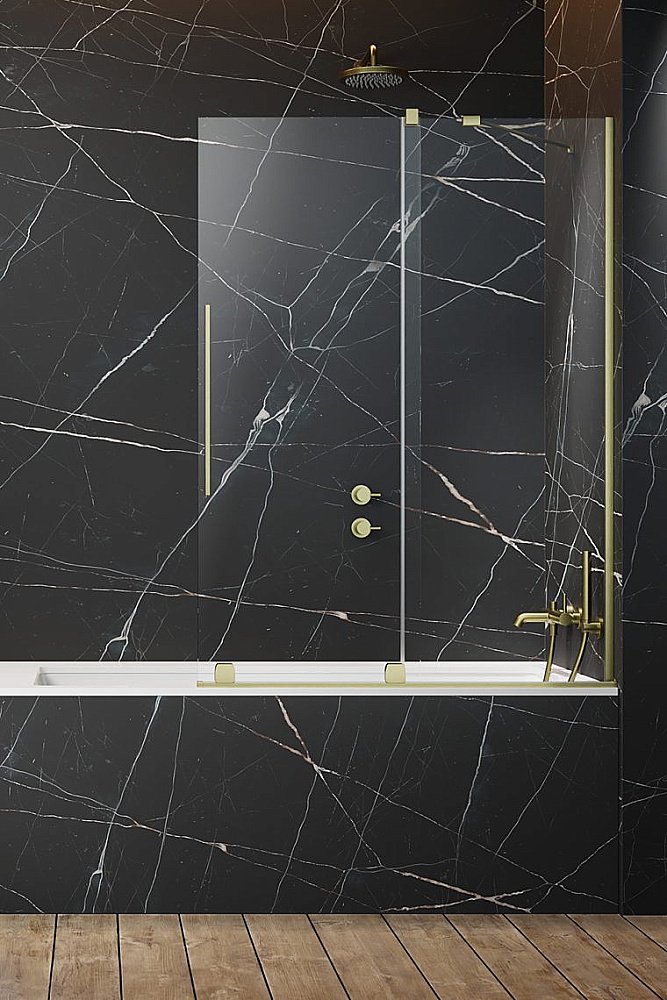 Шторка для ванны Radaway Furo Brushed Gold PND II 180 стекло прозрачное/профиль брашированное золото купить в интернет-магазине Sanbest