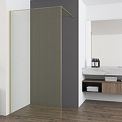 Душевое ограждение Vincea Walk-In 100 VSW-7HS100GWG стекло ламинированное с золотыми нитями/профиль брашированное золото купить в интернет-магазине Sanbest