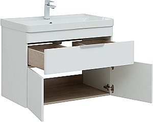 Тумба с раковиной Aquanet Ирис new 80 белый глянец для ванной в интернет-магазине Sanbest