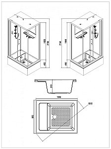 Душевая кабина Esbano Elegancia ES-129CKRB 120x90 стекло матовое/профиль белый купить в интернет-магазине Sanbest