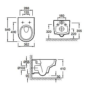 Унитаз подвесной Jacob Delafon Odeon Rive Gauche EDR103-BL безободковый, с инсталляцией, с крышкой микролифт, белый/кнопка матовая черная купить в интернет-магазине Sanbest