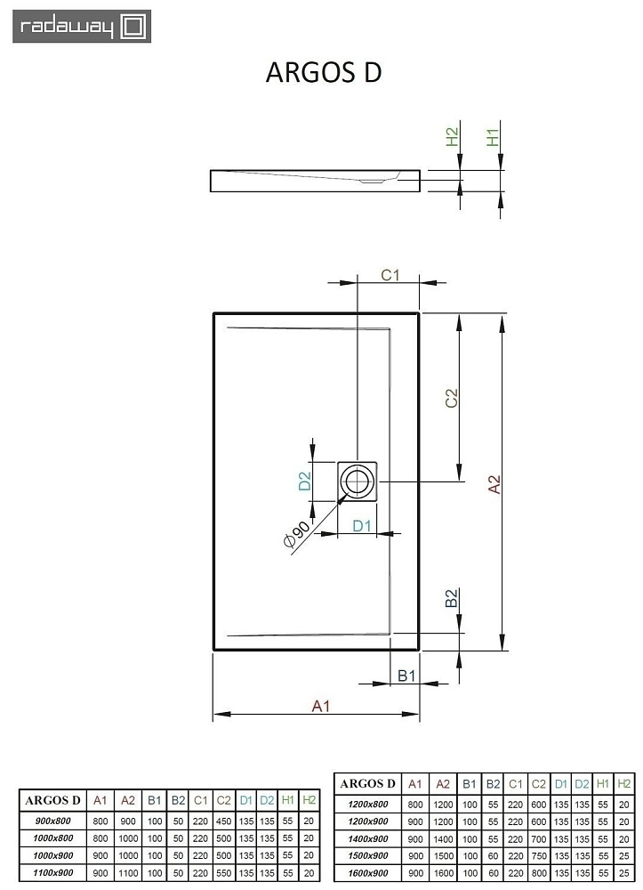 Душевой поддон Radaway Argos D 120х90 купить в интернет-магазине Sanbest