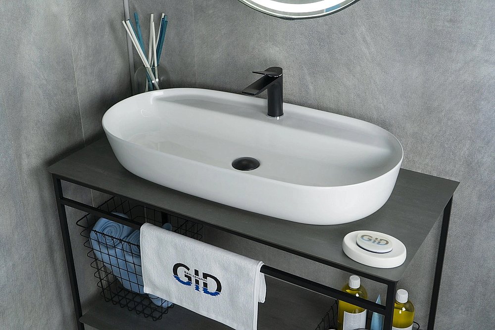 Раковина накладная Gid Lago 81 N9347 51190 белая купить в интернет-магазине Sanbest