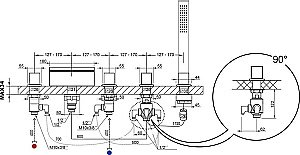 Смеситель врезной каскадный для ванны Ravak WF 025.00 купить в интернет-магазине сантехники Sanbest
