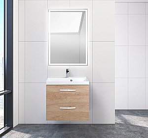 Тумба с раковиной BelBagno Aurora 60 Nebrasca Nature/ручка белая матовая для ванной в интернет-магазине Sanbest