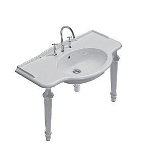 Консоль с раковиной GLOBO Paestum PA075.BI 110 с 3 отверстиями для ванной в интернет-магазине сантехники Sanbest