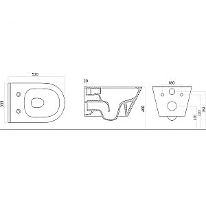 Унитаз Boheme Avva 972-B с инсталяцией и кнопкой 665-CR черный/хром, безободковый купить в интернет-магазине Sanbest