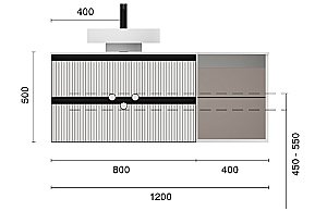 Тумба с раковиной и столешницей Armadi Art QUATRO 6 120 DAPHNE/профиль MATT GOLD для ванной в интернет-магазине Sanbest