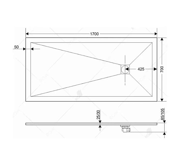 Душевой поддон RGW Stone Tray ST-0177B 70х170 16152717-04 черный купить в интернет-магазине Sanbest