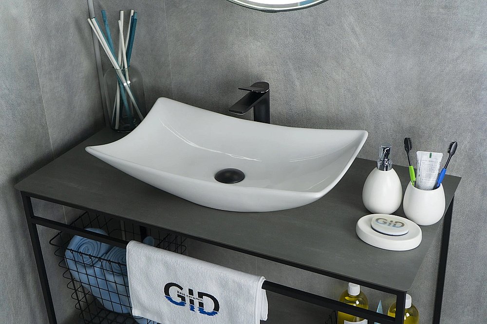 Раковина накладная Gid Creativo 56 N9176 51129 белая купить в интернет-магазине сантехники Sanbest