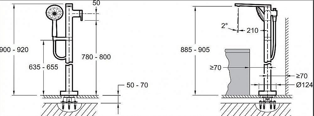 Смеситель для ванны напольный Jacob Delafon COMPOSED E73087-CP купить в интернет-магазине сантехники Sanbest