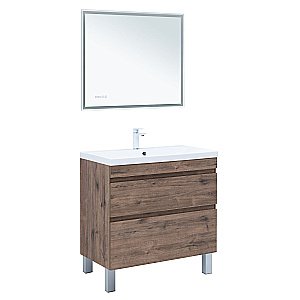 Тумба с раковиной Aquanet Нота New 90 344145+284114 дуб веллингтон табак для ванной в интернет-магазине Sanbest