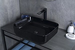 Раковина накладная Gid Geometrico 50 BL1304 53351 черная купить в интернет-магазине Sanbest