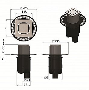 Душевой трап прямой Berges Platz Norma 15х15 090059 матовый хром купить в интернет-магазине Sanbest