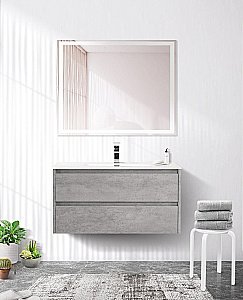 Тумба с раковиной BelBagno KRAFT 90 2C-SO/BB900ETL Cemento Grigio для ванной в интернет-магазине Sanbest