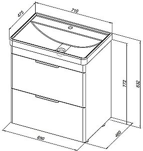 Тумба с раковиной Aquanet Ирис new 70 напольная белый глянец для ванной в интернет-магазине Sanbest