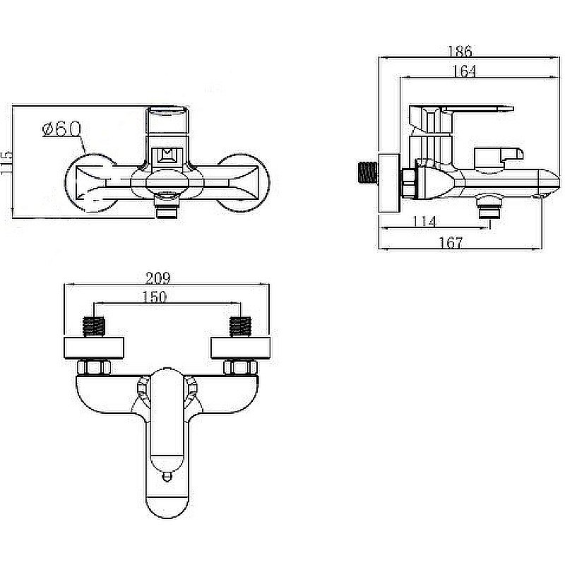 Смеситель для ванны Kaiser Estilo 62022 купить в интернет-магазине сантехники Sanbest