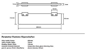 Полка стеклянная Bemeta Via 135002242 60 купить в интернет-магазине сантехники Sanbest