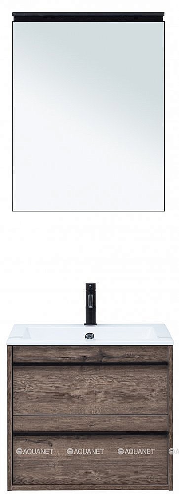Тумба с раковиной Aquanet Lino 60 Дуб Веллингтон для ванной в интернет-магазине Sanbest