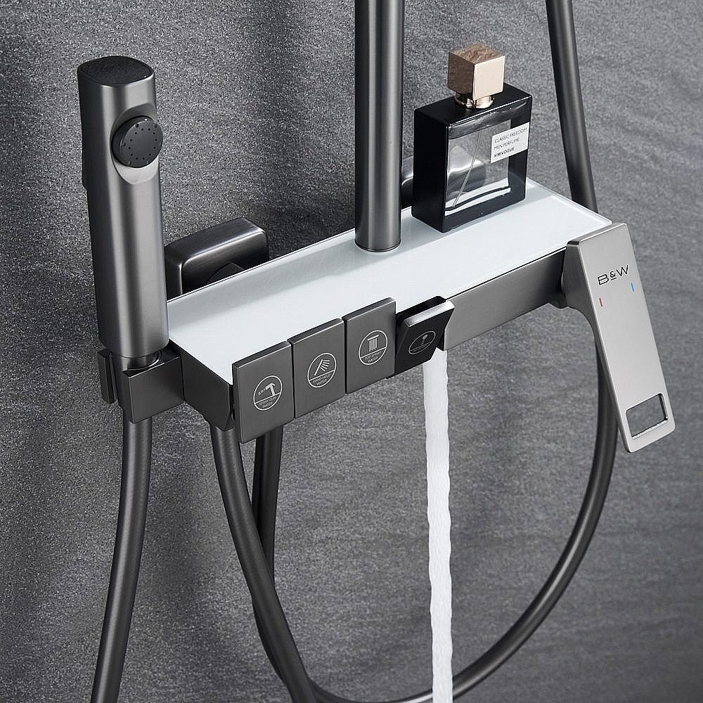 Душевая система Black&White Universe UK5012MG оружейная сталь купить в интернет-магазине сантехники Sanbest