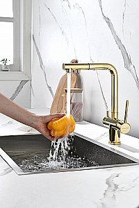 Смеситель для кухни Paulmark Serpentine Se213222-G золото купить в интернет-магазине сантехники Sanbest